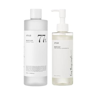 Anua Heartleaf Cleansing & Hydration Set – 77 Toner + Oil Cleanser for Sensitive & Acne-Prone Skin