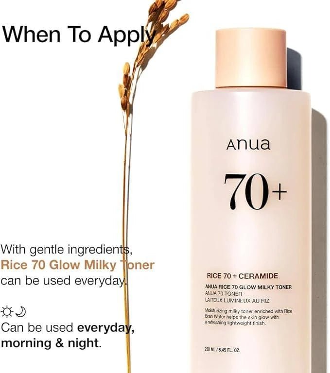 [ANUA] Rice 70 Glow Milky Toner 250ml – Brightening & Hydrating Toner | 100% Authentic in Pakistan