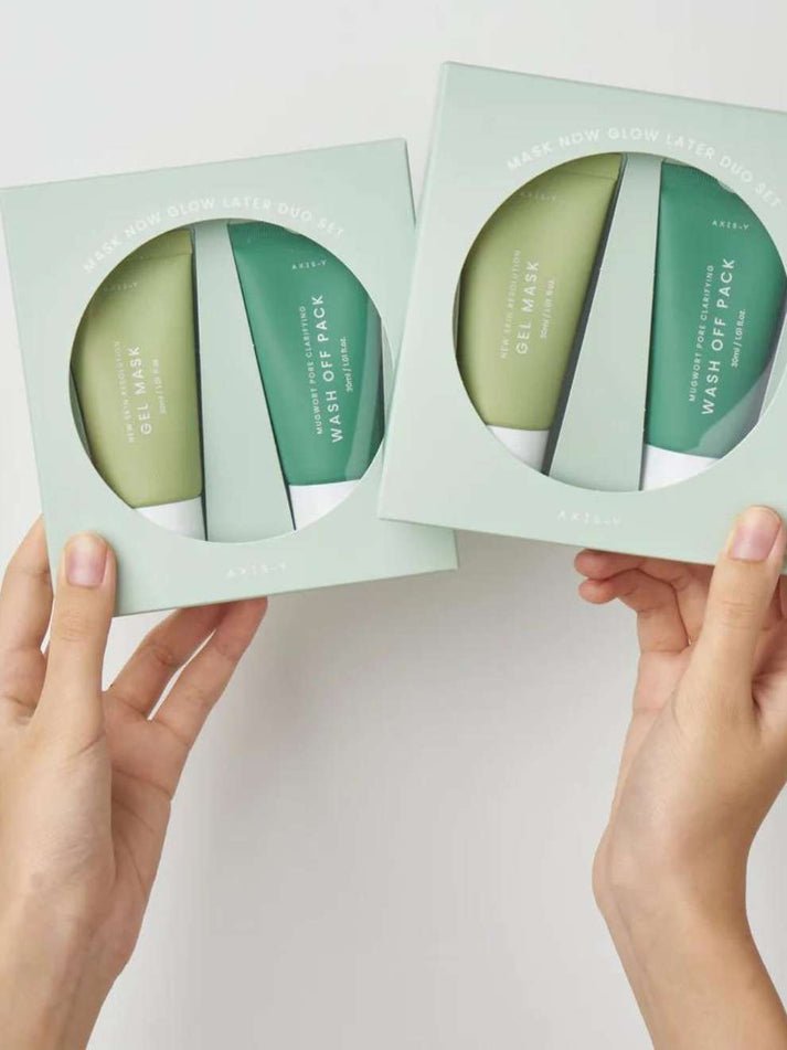 "[AXIS-Y] Mask Now Glow Later Set (Mugwort Pore Clarifying Wash Off Pack 30ml + New Skin Resolution Gel Mask 30ml) – Authentic Korean Skincare in Pakistan"