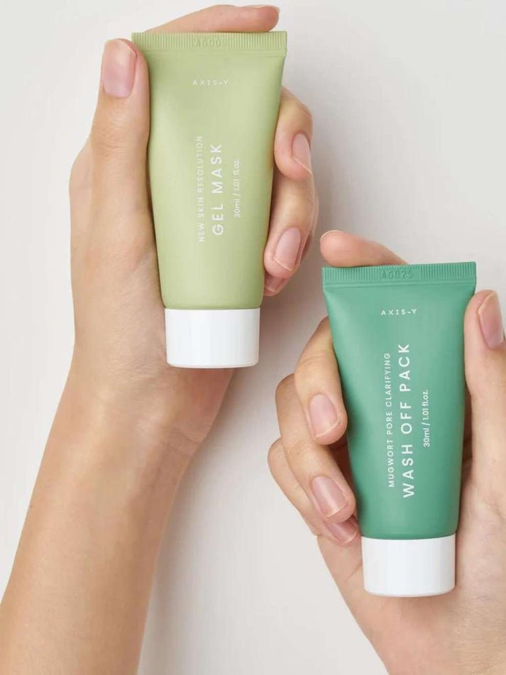 "[AXIS-Y] Mask Now Glow Later Set (Mugwort Pore Clarifying Wash Off Pack 30ml + New Skin Resolution Gel Mask 30ml) – Authentic Korean Skincare in Pakistan"